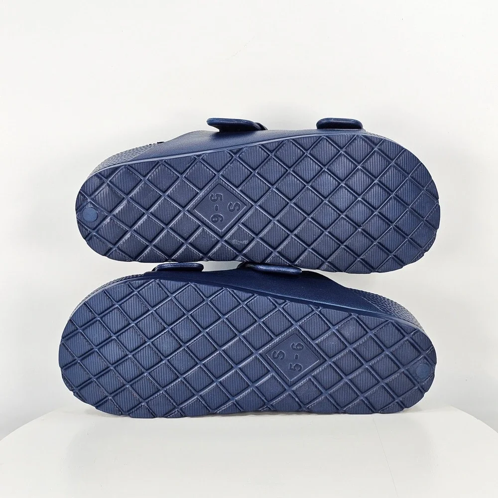 Chicago Bears Kids Navy Blue Adjustable Buckle Slide Sandals Size 5-6 NEW